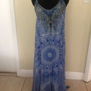 Camila Blue Embellished Kaftan Maxi Dress
